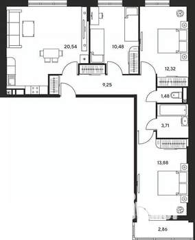 4-к квартира, вторичка, 74м2, 15/25 этаж