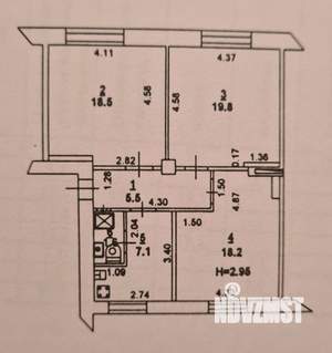 3-к квартира, вторичка, 70м2, 3/3 этаж