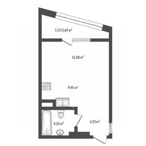 Студия квартира, вторичка, 33м2, 21/25 этаж