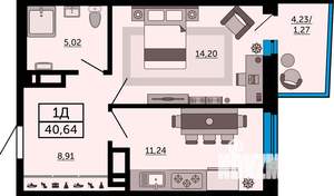 1-к квартира, строящийся дом, 41м2, 31/31 этаж