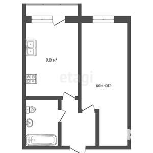 1-к квартира, вторичка, 38м2, 9/16 этаж
