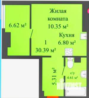 1-к квартира, сданный дом, 30м2, 11/26 этаж