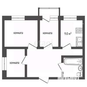 3-к квартира, вторичка, 60м2, 6/9 этаж
