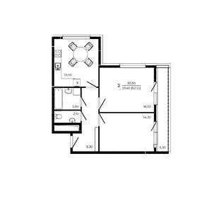 2-к квартира, вторичка, 63м2, 3/19 этаж