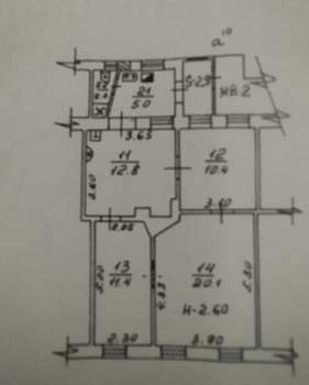 3-к квартира, вторичка, 64м2, 2/2 этаж