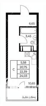Студия квартира, вторичка, 24м2, 4/25 этаж