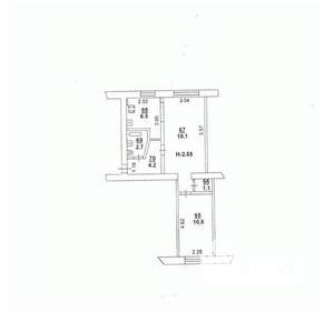 2-к квартира, вторичка, 43м2, 1/5 этаж