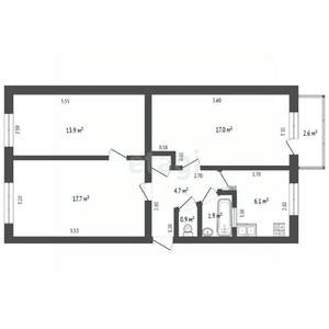 3-к квартира, вторичка, 62м2, 5/5 этаж