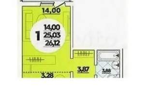 Студия квартира, вторичка, 27м2, 7/14 этаж
