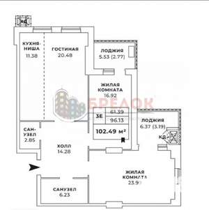 3-к квартира, вторичка, 105м2, 17/24 этаж