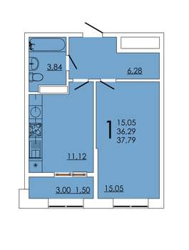 1-к квартира, вторичка, 38м2, 13/24 этаж