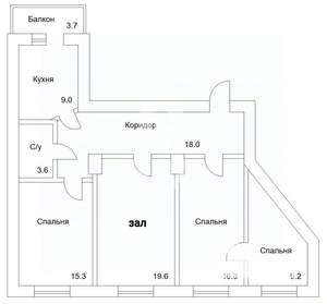 4-к квартира, вторичка, 94м2, 2/4 этаж
