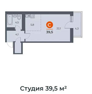1-к квартира, сданный дом, 42м2, 15/18 этаж