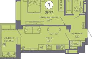 1-к квартира, вторичка, 40м2, 9/24 этаж