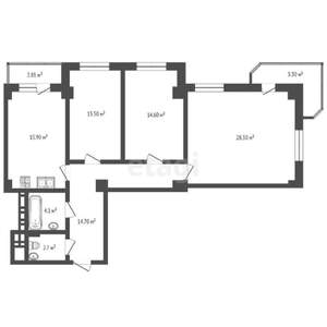 3-к квартира, вторичка, 97м2, 4/25 этаж
