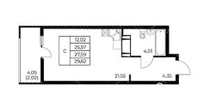 Студия квартира, вторичка, 30м2, 20/25 этаж