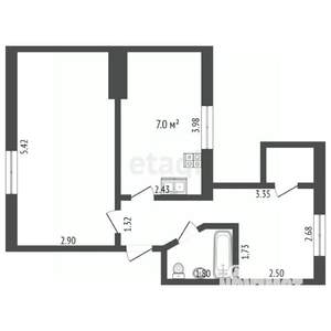 2-к квартира, вторичка, 39м2, 4/4 этаж