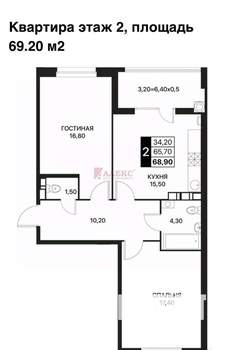 2-к квартира, вторичка, 62м2, 2/20 этаж