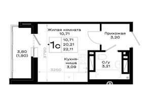 Студия квартира, вторичка, 22м2, 13/20 этаж