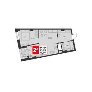 1-к квартира, вторичка, 45м2, 22/22 этаж