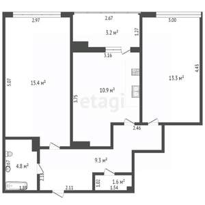 2-к квартира, вторичка, 55м2, 9/24 этаж