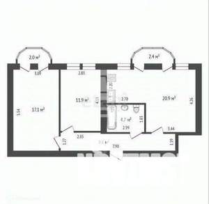 2-к квартира, вторичка, 73м2, 2/5 этаж