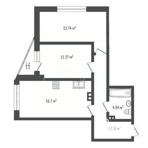 2-к квартира, вторичка, 57м2, 25/25 этаж