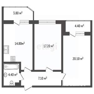 2-к квартира, вторичка, 72м2, 22/23 этаж