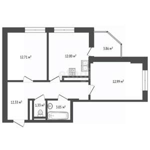 2-к квартира, вторичка, 59м2, 6/24 этаж