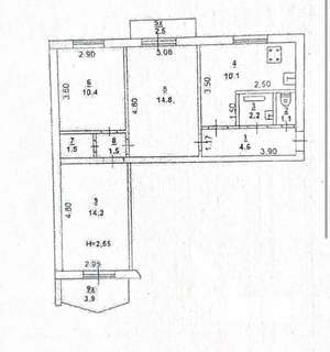 3-к квартира, вторичка, 61м2, 6/9 этаж