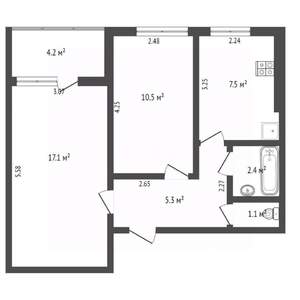 2-к квартира, вторичка, 47м2, 1/5 этаж