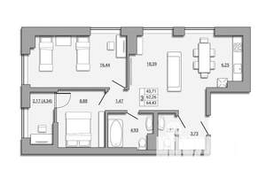 3-к квартира, вторичка, 65м2, 7/25 этаж