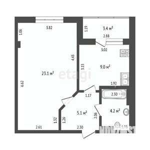 1-к квартира, вторичка, 39м2, 3/20 этаж