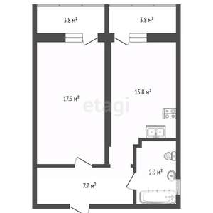 1-к квартира, вторичка, 55м2, 2/20 этаж