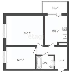 2-к квартира, вторичка, 57м2, 1/20 этаж