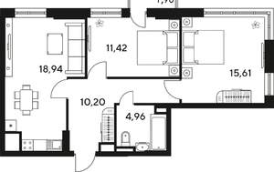 3-к квартира, вторичка, 64м2, 22/25 этаж