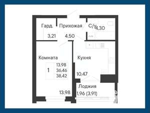 1-к квартира, вторичка, 38м2, 8/8 этаж
