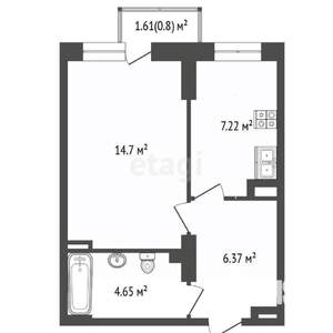 1-к квартира, вторичка, 33м2, 17/25 этаж