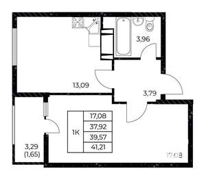 1-к квартира, вторичка, 41м2, 24/25 этаж
