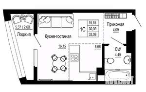 1-к квартира, вторичка, 33м2, 11/27 этаж