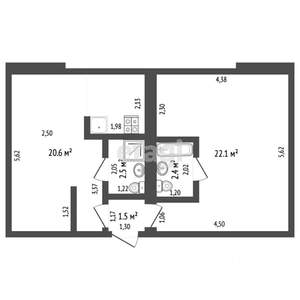 2-к квартира, вторичка, 70м2, 4/4 этаж