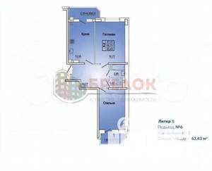 2-к квартира, вторичка, 64м2, 22/22 этаж