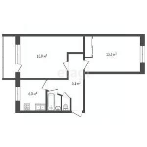 2-к квартира, вторичка, 47м2, 5/5 этаж