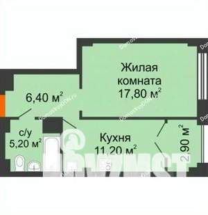 1-к квартира, вторичка, 46м2, 8/12 этаж