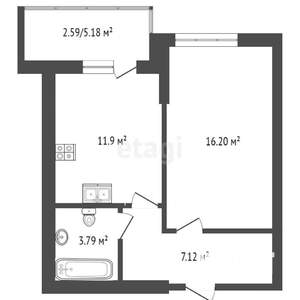 1-к квартира, вторичка, 43м2, 10/24 этаж