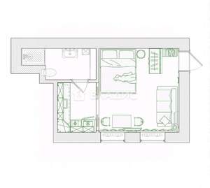 1-к квартира, вторичка, 26м2, 2/2 этаж