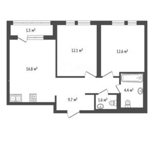 2-к квартира, вторичка, 58м2, 18/19 этаж