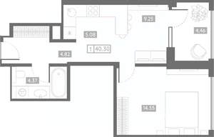 1-к квартира, вторичка, 40м2, 18/24 этаж