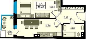 1-к квартира, вторичка, 39м2, 22/24 этаж