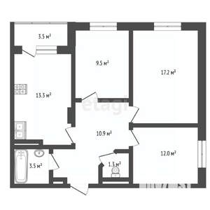 3-к квартира, сданный дом, 70м2, 11/24 этаж